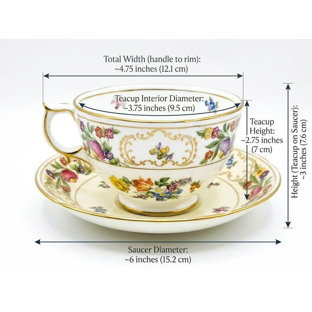 Hammersley Dresden Sprays Bone China Teacup Saucer Set Floral Gold Rim England